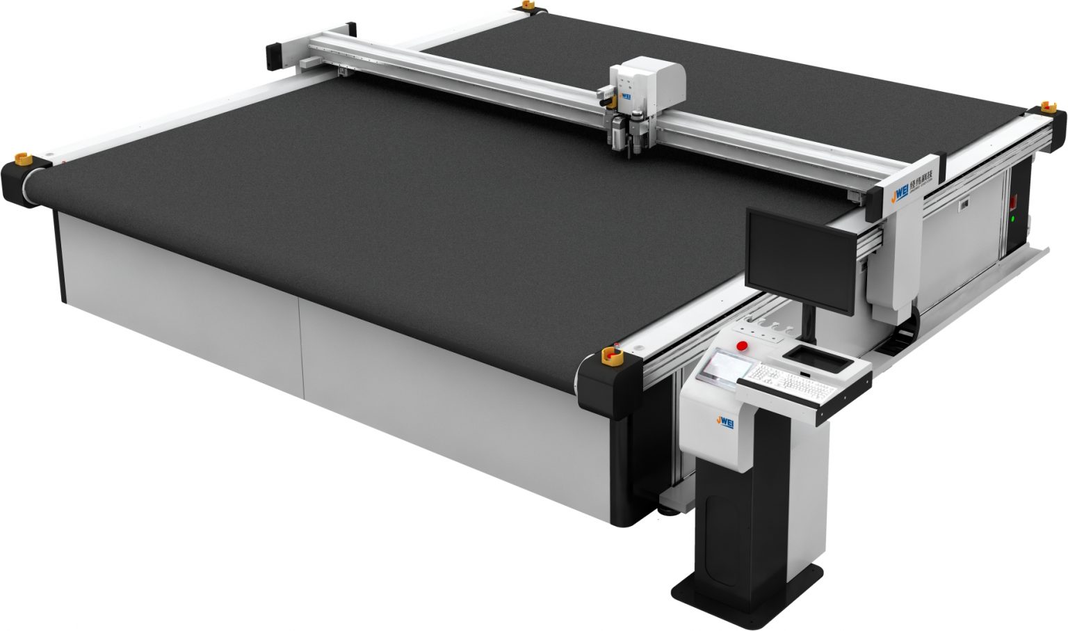 A flatbed plotter cutter for large format processing in advertising ...